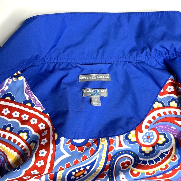 Peter Millar Element 4 Water Windbreaker in Royal Blue and Print Inside Size M - Picture 8 of 10